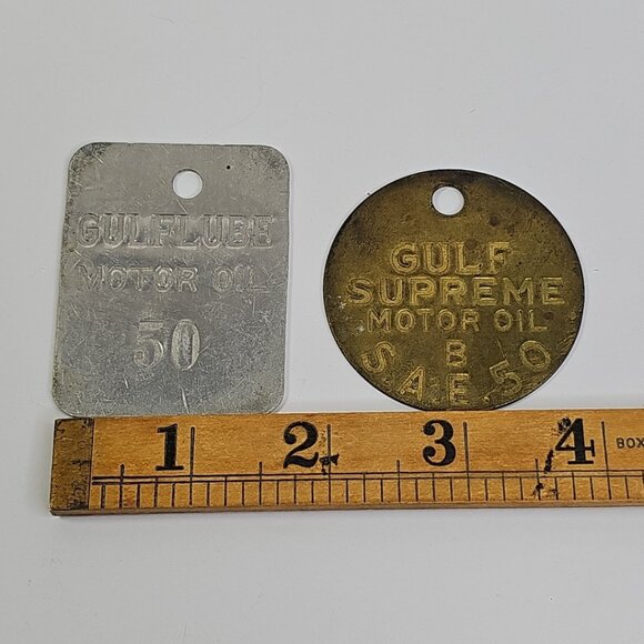 Gulflube Gulf Supreme Motor Oil Vintage Oil Pump Markers Brass Aluminum - Picture 5 of 5